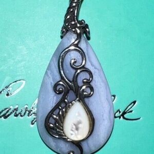 Carolyn Pollack Relios Sterling Silver Blue Lace Agate Pendant Enhancer BRANDNEW